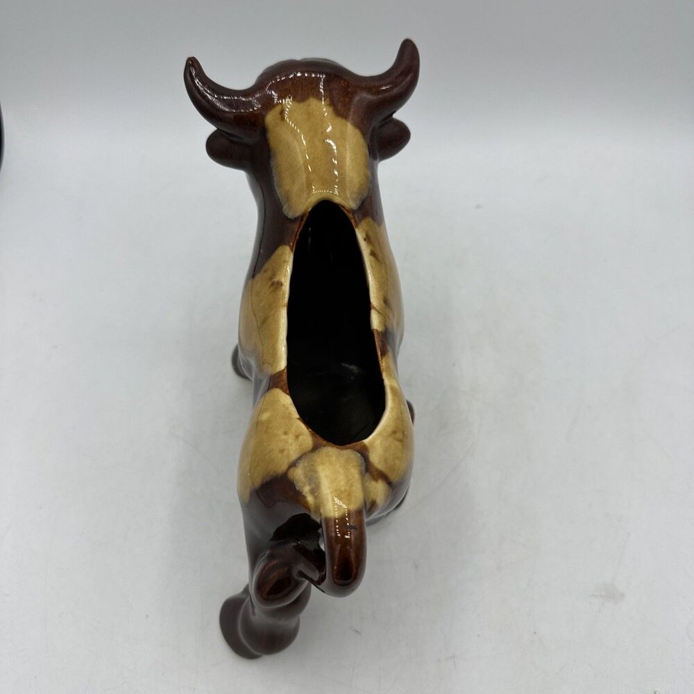 Vintage Bull Planter McCoy Ferdinand 6.5” Brown Drip Glaze - Picture 8 of 15